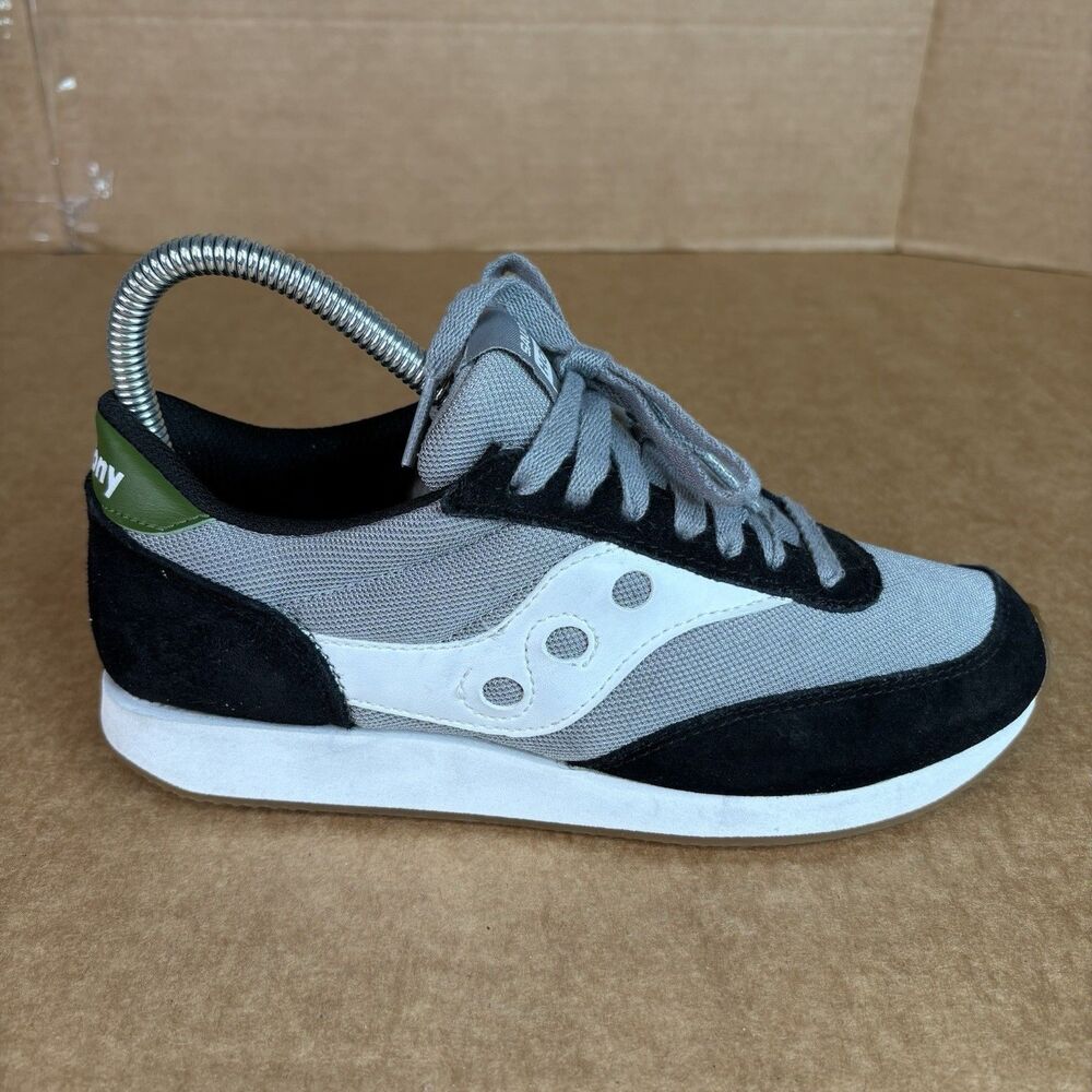 Saucony Hornet Mens Size 5 Black Grey Throwback Vintage Look Suede Accent S70538